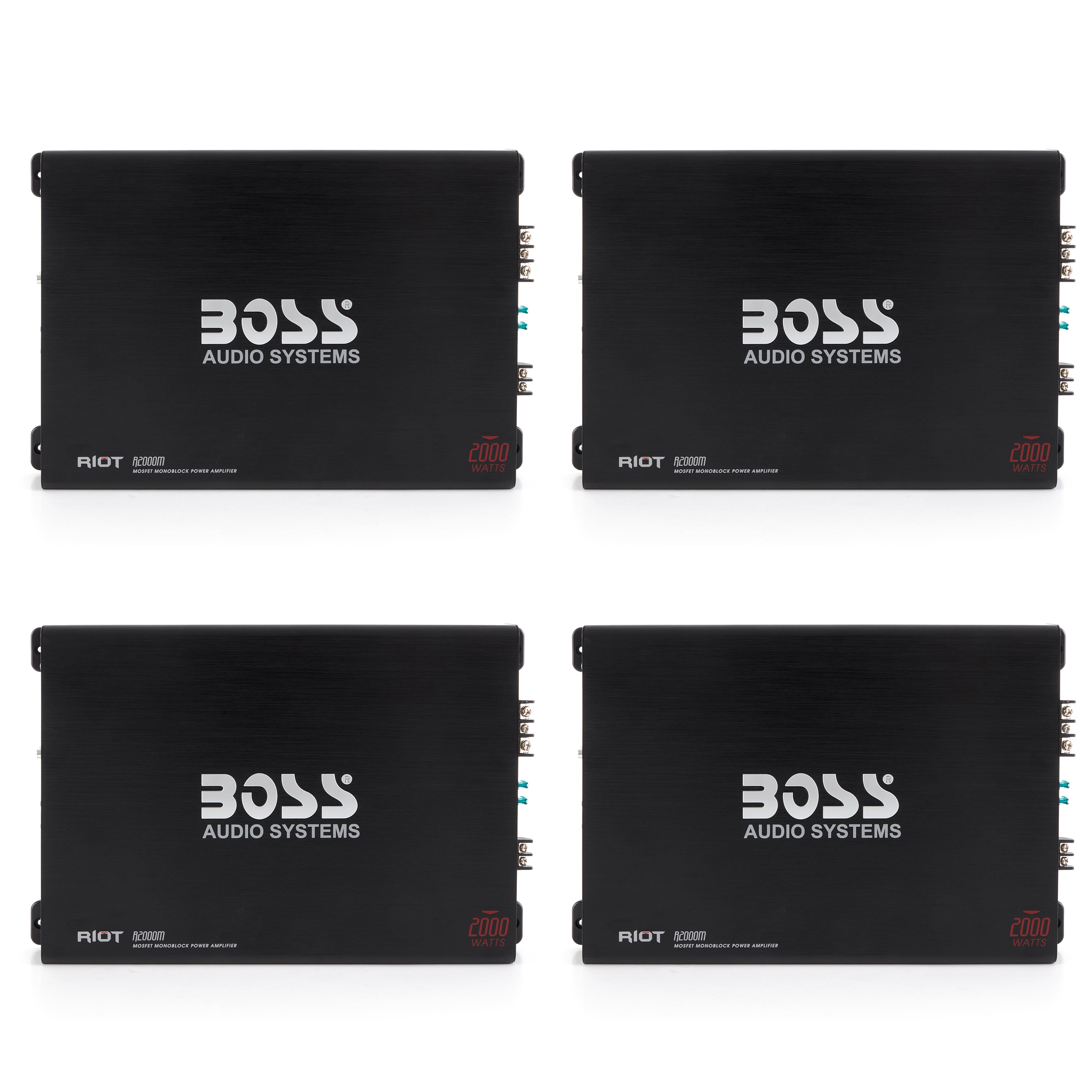 Boss Audio 2000W Riot Monoblock Car Audio MOSFET Power Amplifier Mono (4 Pack)