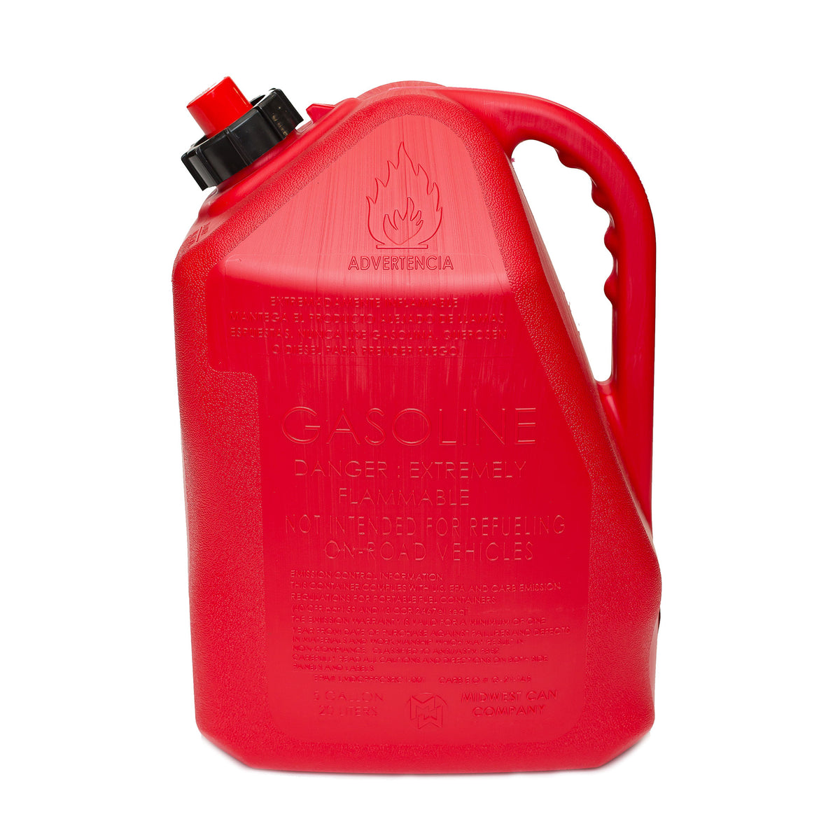 Midwest Can Company Pro Line 5 Gal Gasoline Can Container w/ Spout, Red (4 Pack)