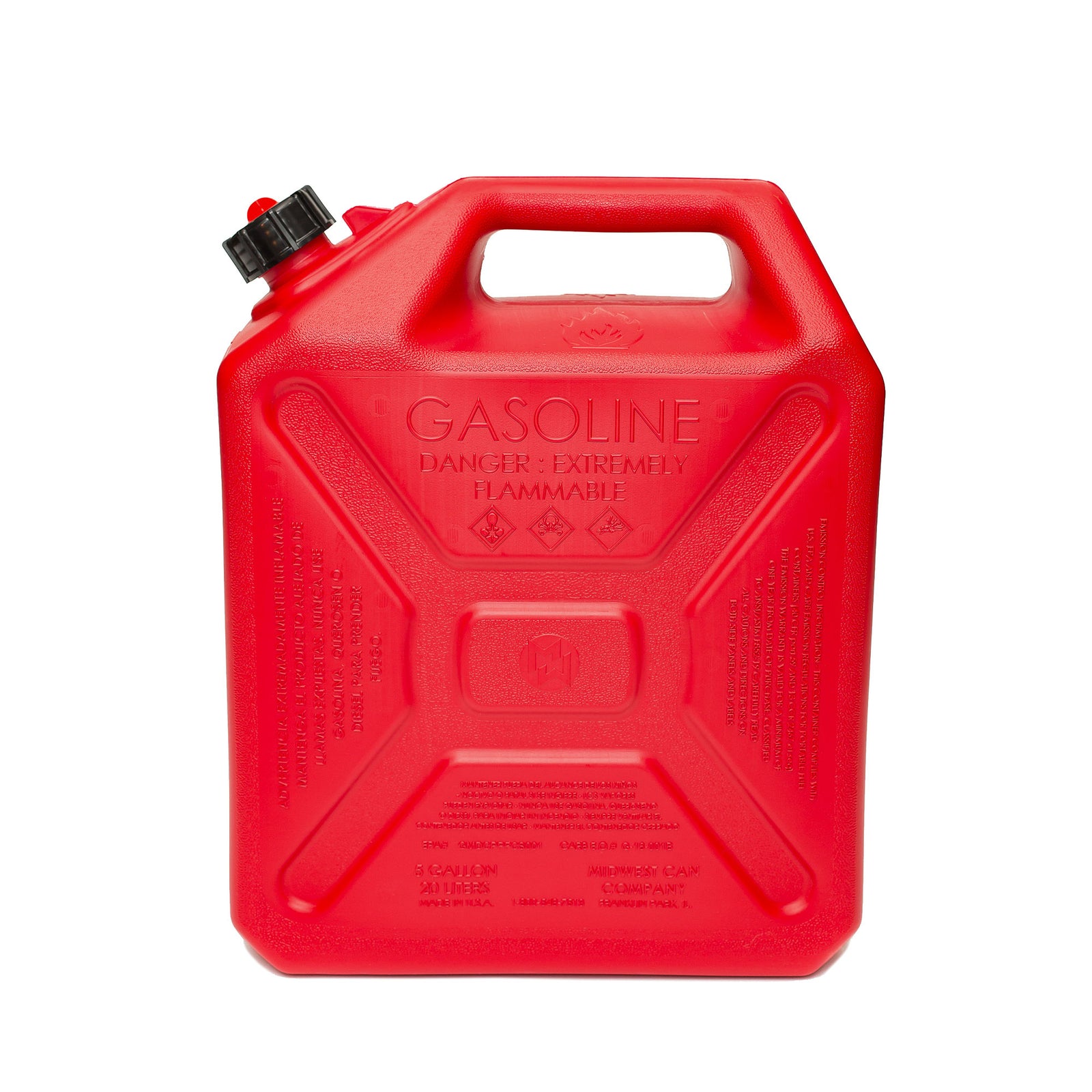 Midwest Can Company Military Style Gas Can with Quick Flow Spout, 5 Gallons, Red - VMInnovations
