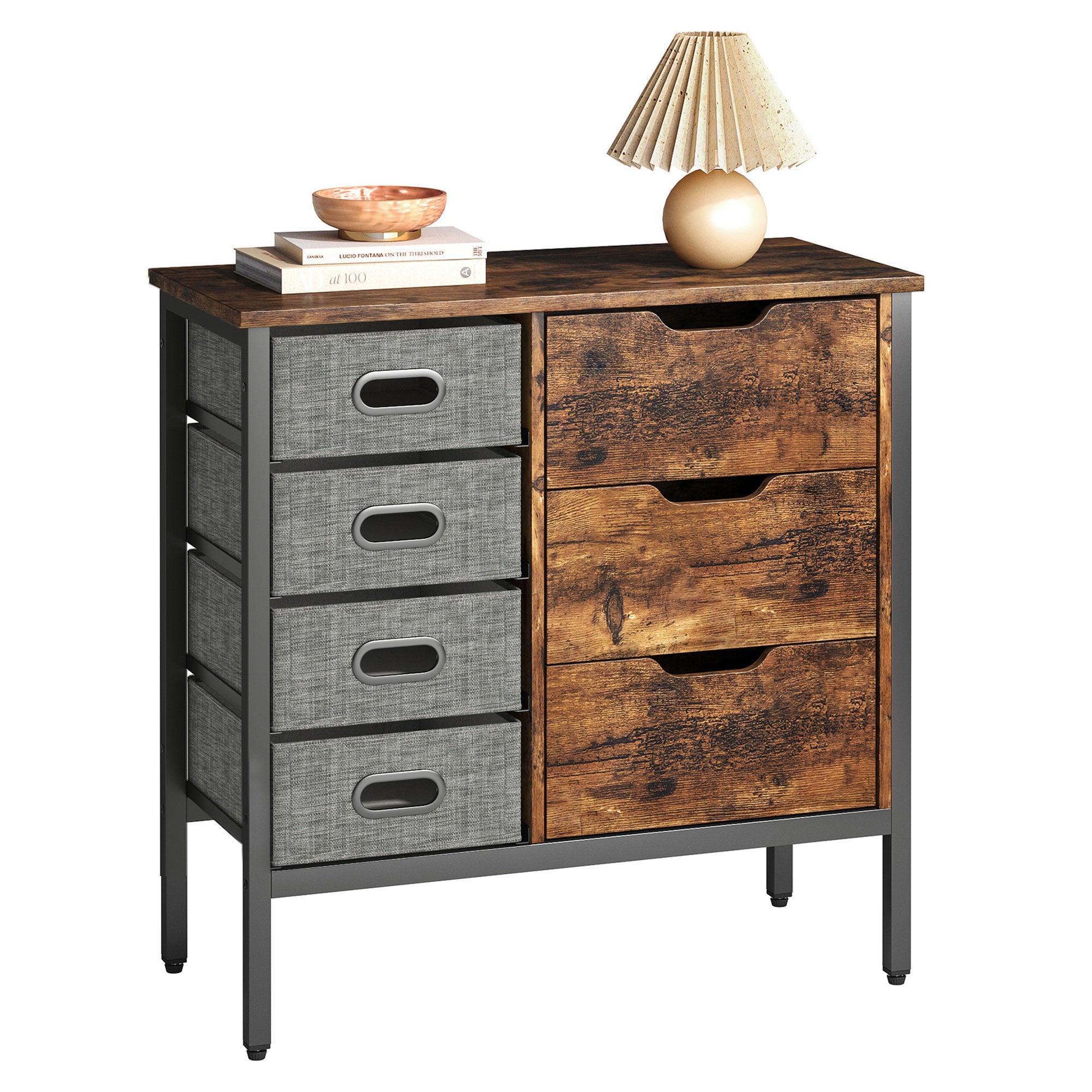 Bestier Buffet Hallway & Living Room Storage Cabinet w/7 Drawers, Rustic Brown