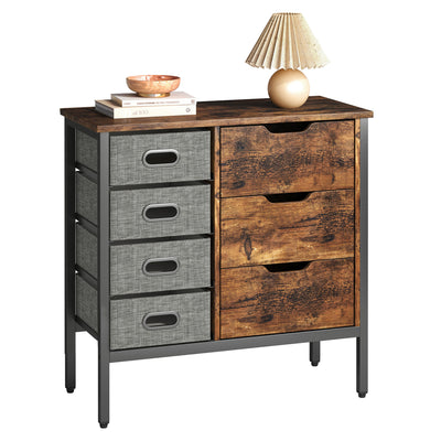 Bestier Buffet Hallway & Living Room Storage Cabinet w/7 Drawers, Rustic Brown