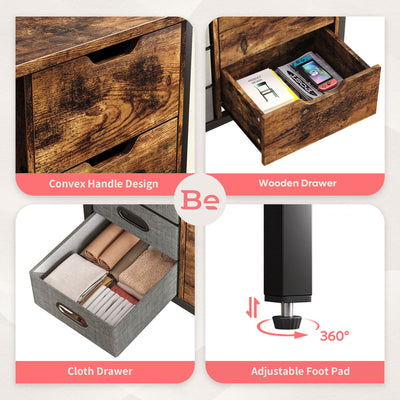 Bestier Buffet Hallway & Living Room Storage Cabinet w/7 Drawers, Rustic Brown