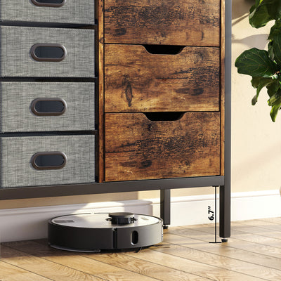 Bestier Buffet Hallway & Living Room Storage Cabinet w/7 Drawers, Rustic Brown
