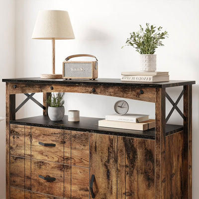 Bestier Buffet Hallway & Living Room Storage Cabinet w/ 3 Drawers, Rustic Brown - VMInnovations