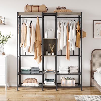 Metal Freestand Wardrobe w/Wood Shelves & Color Changing Lights, Gray (Used)