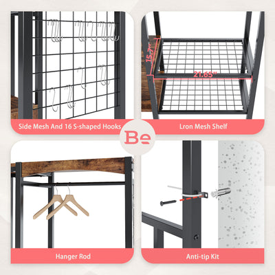 Metal Freestand Wardrobe w/Wood Shelves & Color Changing Lights (Open Box) - VMInnovations