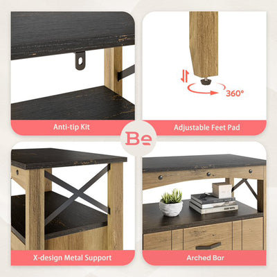 Bestier Hallway & Living Room Storage Cabinet w/ 2 Shelves & 3 Drawers, Brown