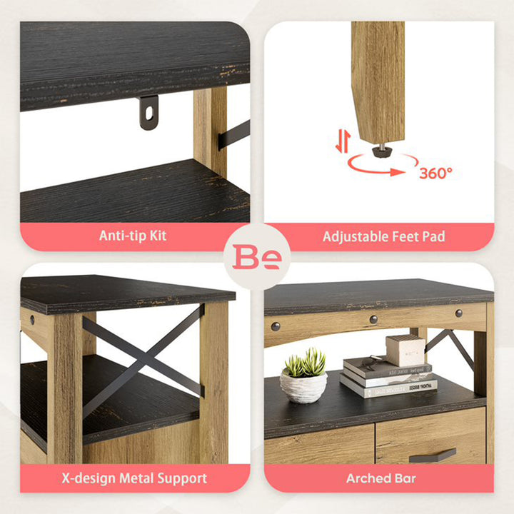 Bestier Storage Cabinet w/2 Shelves and 5 Drawers, Brown (Open Box) - VMInnovations