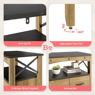 Bestier Storage Cabinet w/2 Shelves and 5 Drawers, Brown (Open Box) - VMInnovations