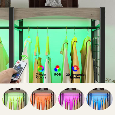 Bestier Metal Wardrobe w/ Shelf & Color Changing Light, Dark Gray (Open Box) - VMInnovations