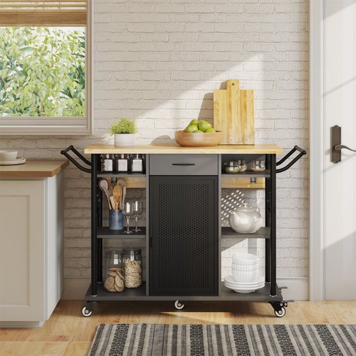 Rolling Kitchen Utility Cart with Collapsible Surface Extender, Grey (Open Box) - VMInnovations