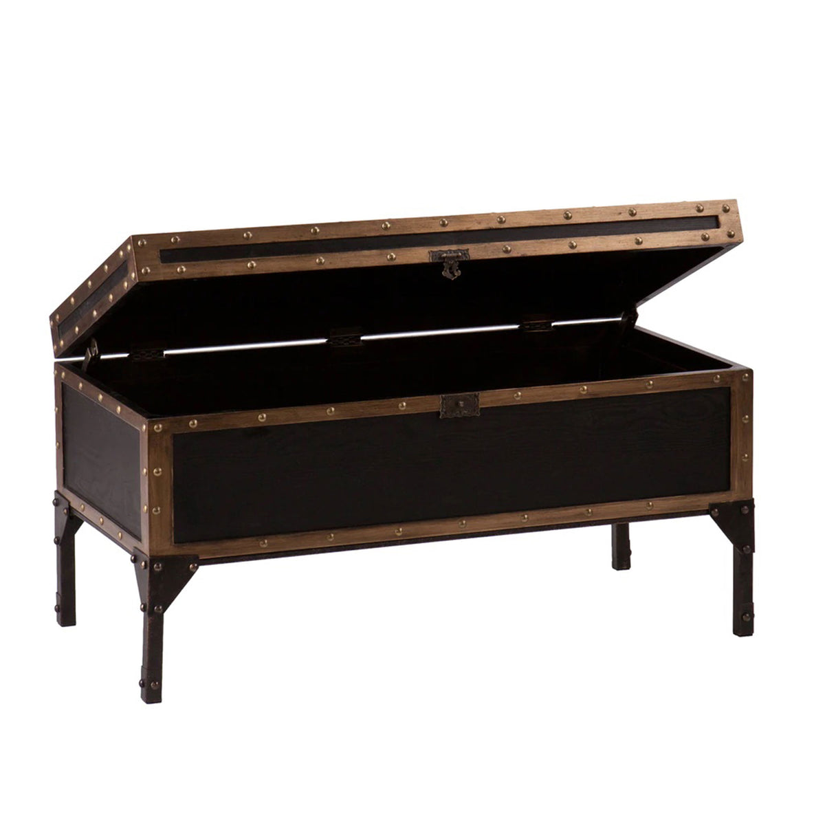 SEI Furniture Drifton Vintage Travel Trunk Cocktail Table, Black w/ Bronze Trim