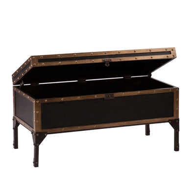 SEI Furniture Drifton Vintage Travel Trunk Cocktail Table, Black w/ Bronze Trim