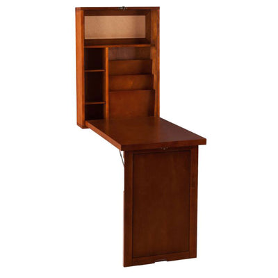 SEI Furniture Foldable Convertible Writing Desk w/ Cork Board & Shelves, Walnut