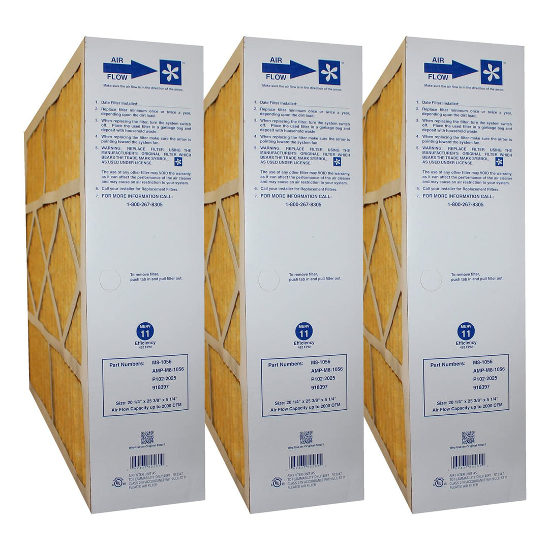 MJ Brunin M8-1056 Replacement MERV 11 Air Filter, 25.38x5.25x20.25" (3 Pack) - VMInnovations