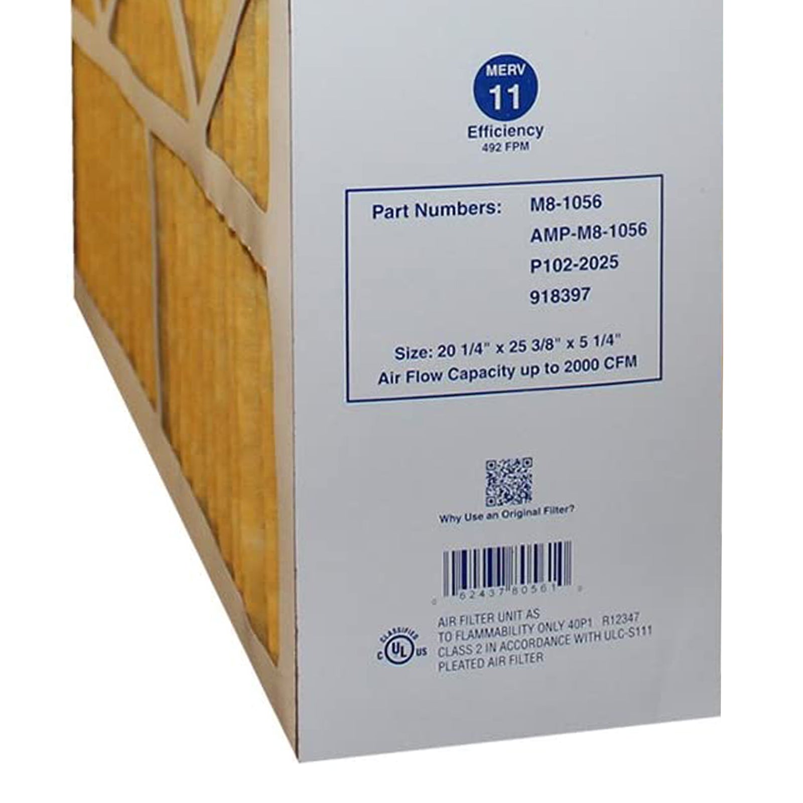 MJ Brunin M8-1056 Replacement MERV 11 AirFilter 25.38x5.25x20.25" 3 PK(Open Box) - VMInnovations