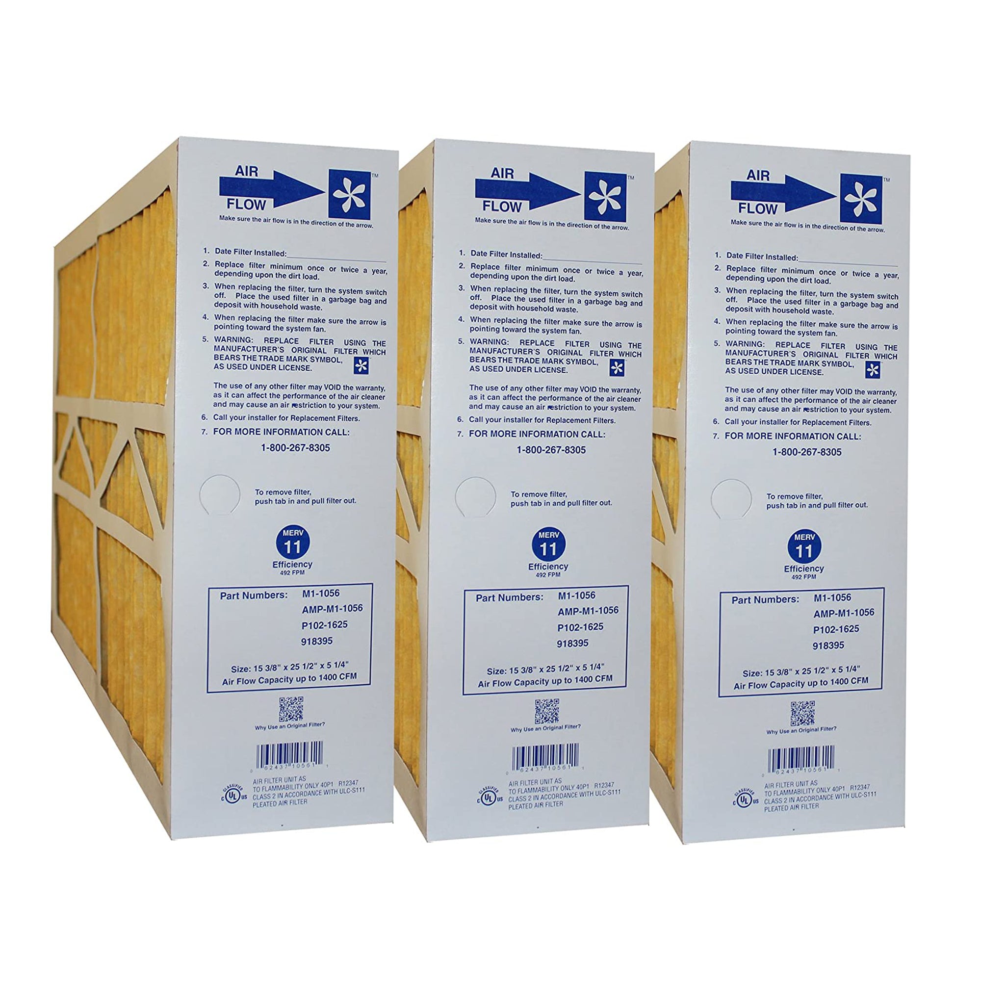 MJ Brunin M1-1056 Replacement MERV 11 Air Filter, 25.5 x 5.25 x 15.38 Inches