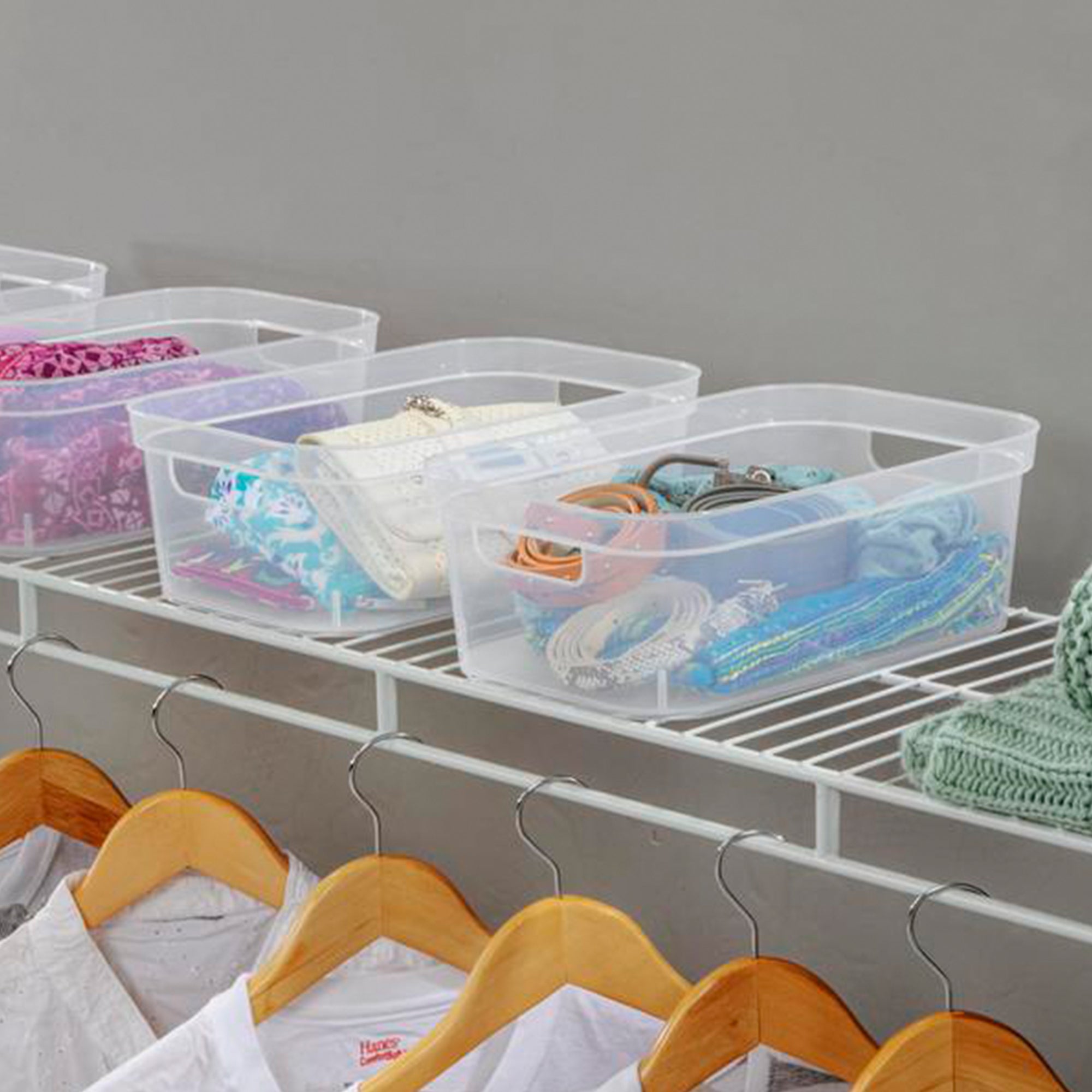 Sterilite 4.25 x 8 x 12.25 Inch Storage Bin with Carry Through Handles, Clear - VMInnovations