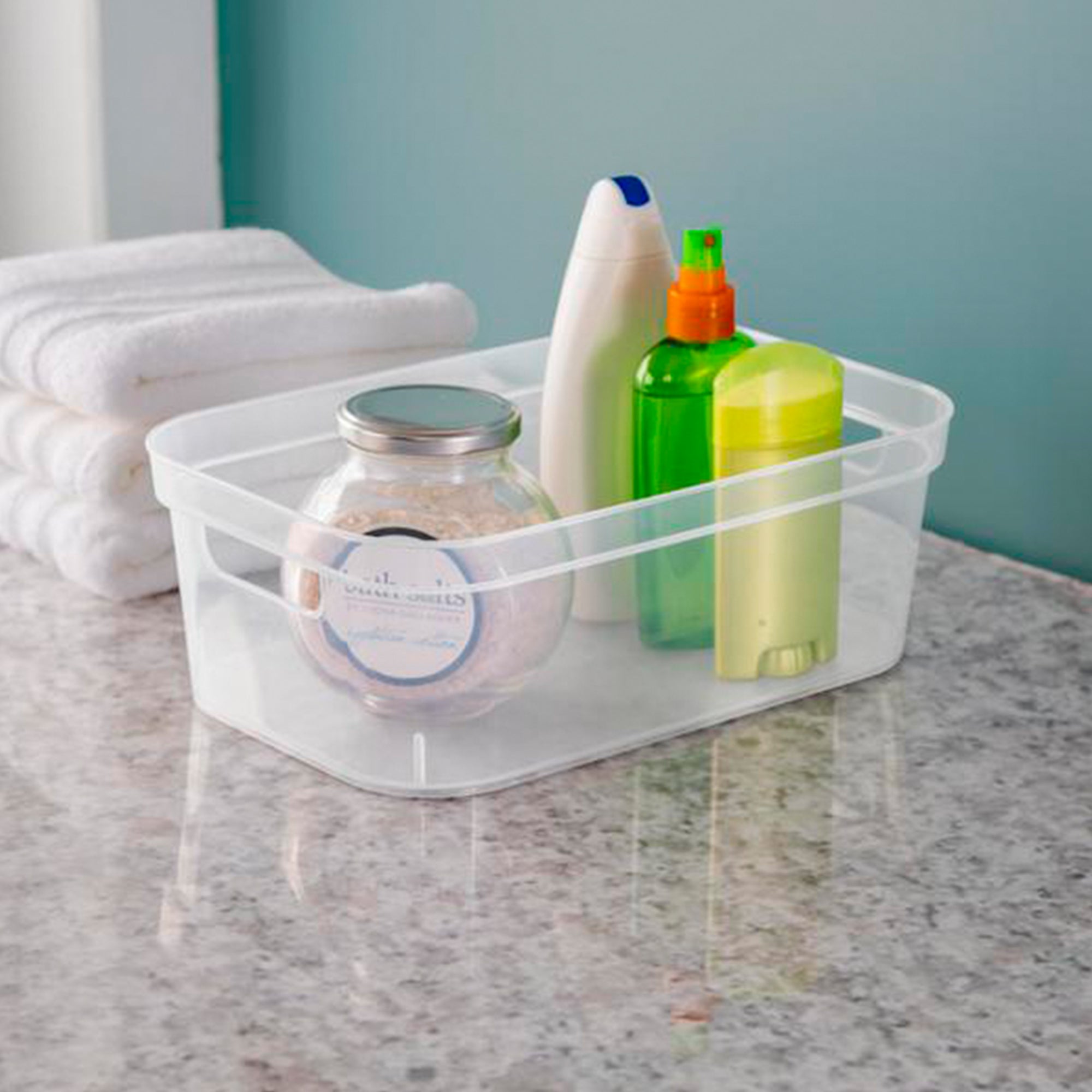 Sterilite 4.25 x 8 x 12.25 Inch Storage Bin with Carry Through Handles, Clear