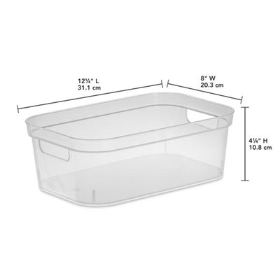 Sterilite 4.25 x 8 x 12.25 Inch Storage Bin with Carry Through Handles, Clear - VMInnovations