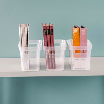 Sterilite 6.25x6.25x15 In Narrow Storage Bin w/ Carry Handles, Clear (32 Pack)