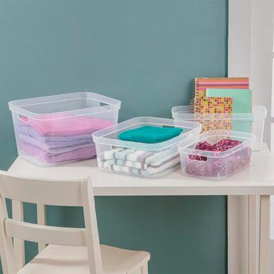 Sterilite 6.25 x 6.25 x 15 In Narrow Storage Bin w/ Carry Through Handles, Clear - VMInnovations