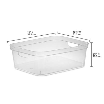 Sterilite 5.25 x 12.25 x 15 Inch Storage Bin with Carry Through Handles, Clear