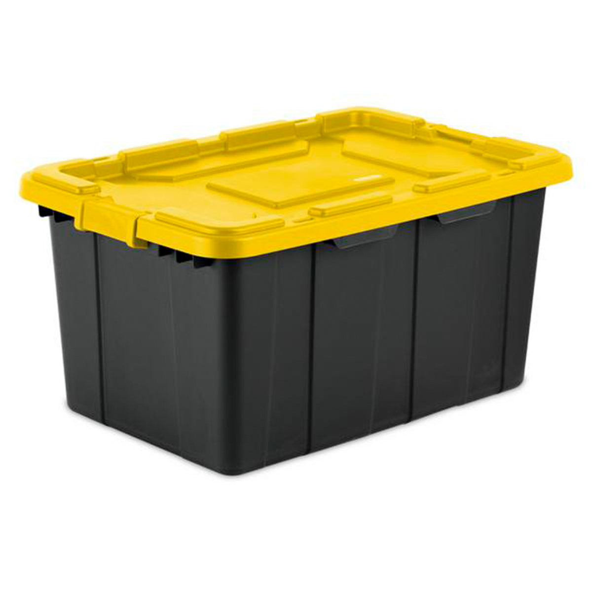 Sterilite 27 Gallon Industrial Storage Tote w/ Latching Lid, Black/Yellow, 8 Ct
