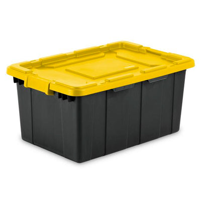 Sterilite 15 Gal Industrial Storage Tote w/ Latching Lid, Black/Yellow (24 Pack)
