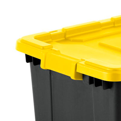 Sterilite 15 Gal Industrial Storage Tote w/ Latching Lid, Black/Yellow (18 Pack)