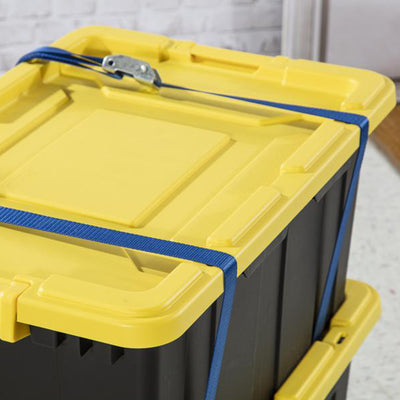 Sterilite 15 Gal Industrial Storage Tote w/ Latching Lid, Black/Yellow (24 Pack)