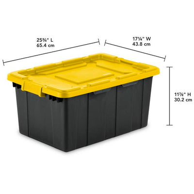 Sterilite 15 Gal Industrial Storage Tote w/ Latching Lid, Black/Yellow (6 Pack)