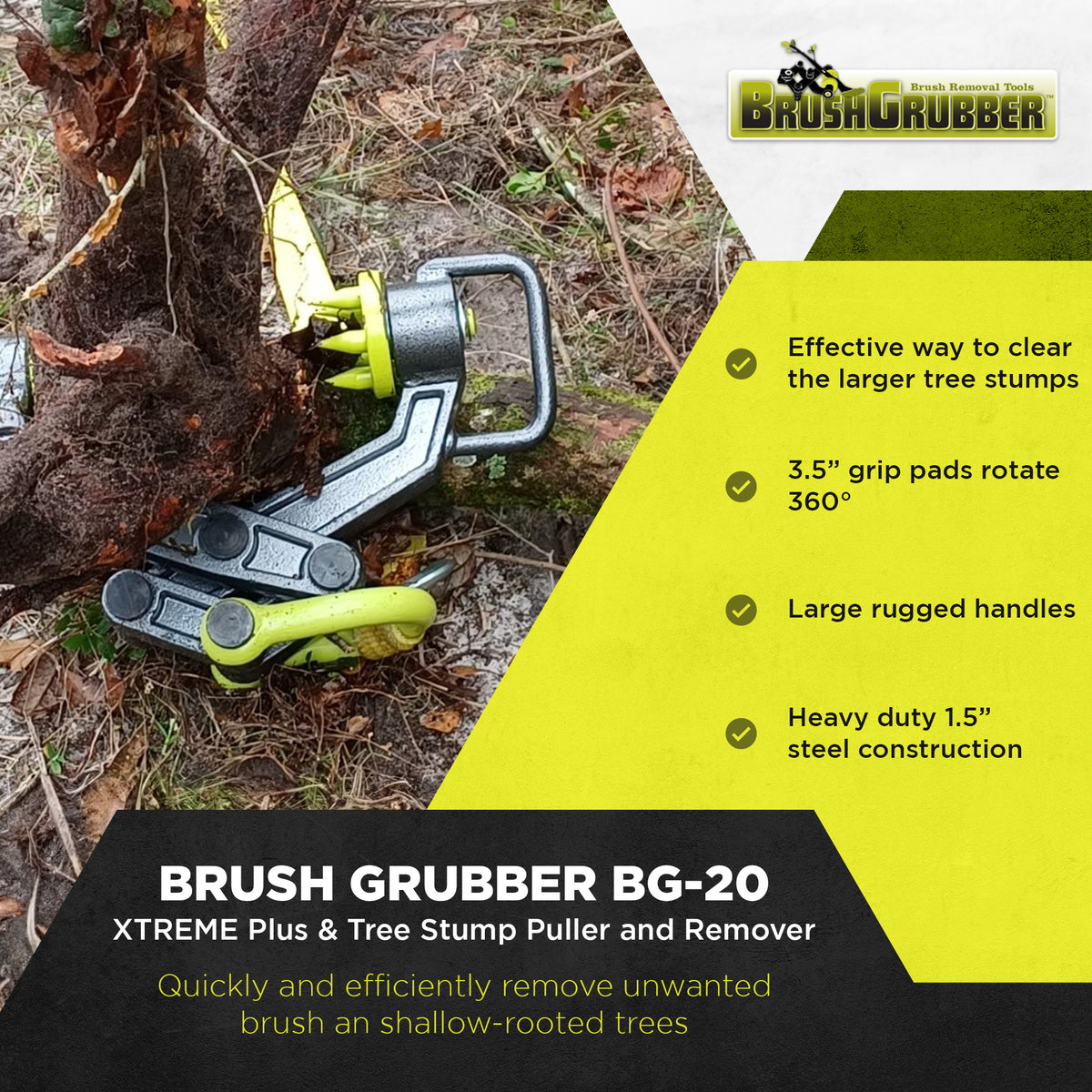 Brush Grubber BG-20 XTREME Plus Brush & Tree Stump Puller and Remover (Open Box) - VMInnovations