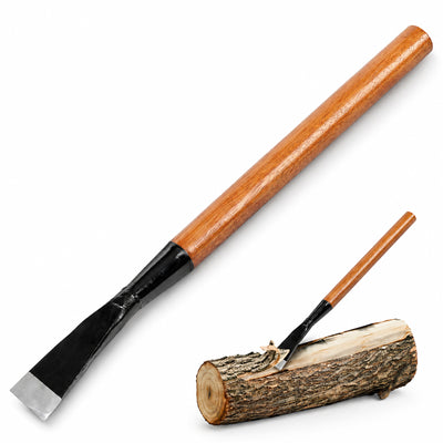 Timber Tuff TMW-08 24 Inch Steel Bark Spud with Wooden Handle for Debarking Logs - VMInnovations