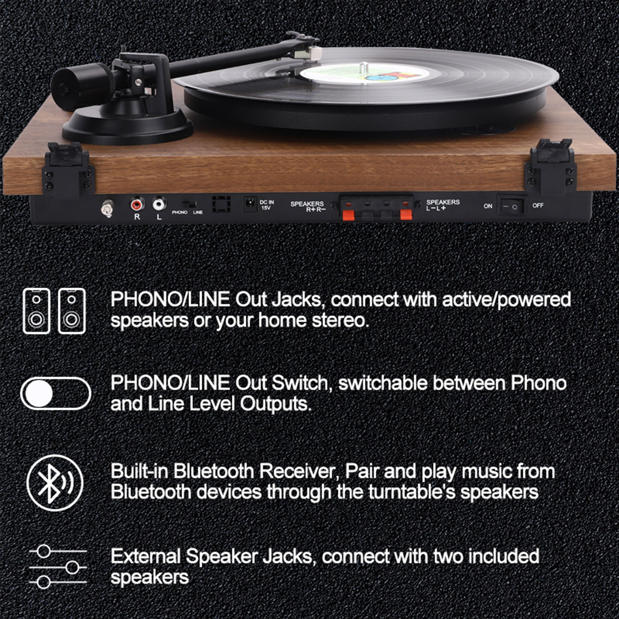 Angels Horn Vinyl Record Player w/ Speakers & Phono Preamp (For Parts) - VMInnovations