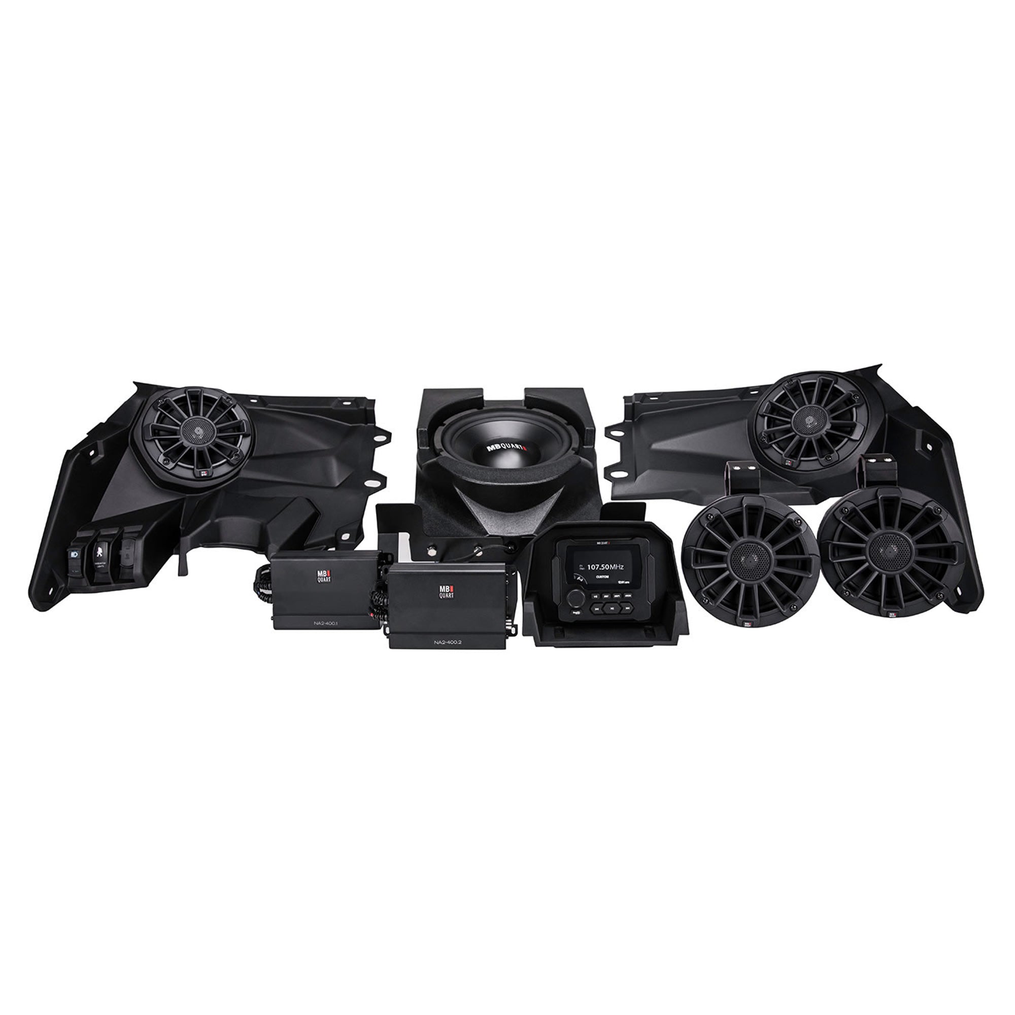 MB Quart STAGE 5 Complete Sound System & QUBThree Premium Bluetooth Speaker, Red - VMInnovations