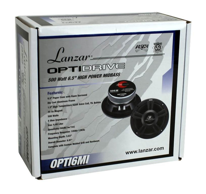 LANZAR OPTI6MI 6.5" 500W Car Mid bass Mid Range Speaker Audio Stereo - VMInnovations