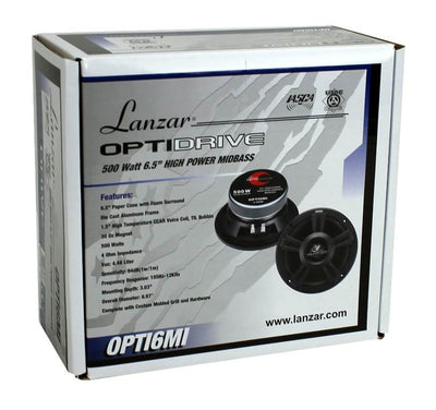 LANZAR OPTI6MI 6.5" 500W Car Mid bass Mid Range Speaker Audio Stereo (Open Box)