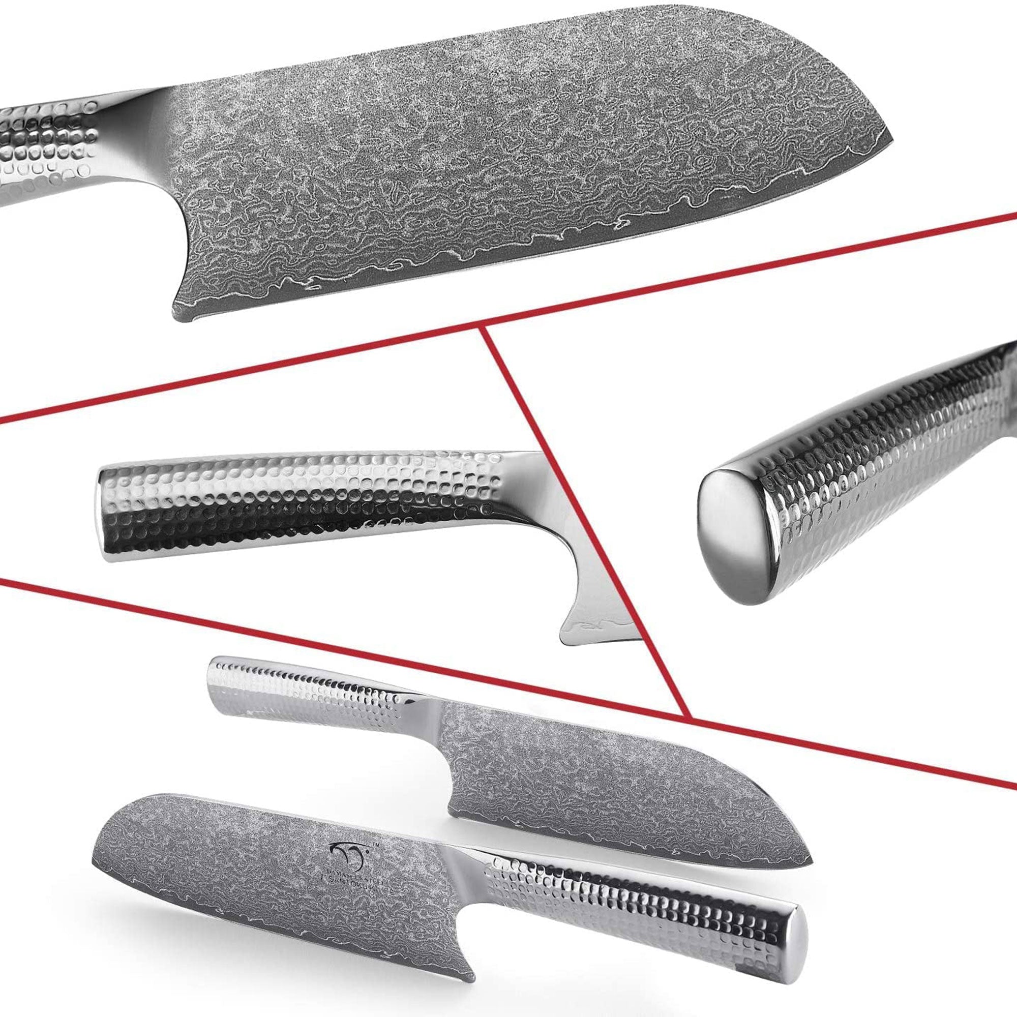 Nanfang Brothers Damascus Kitchen Knife Set with Manchurian Ash Block (Used) - VMInnovations