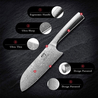 Nanfang Brothers Damascus Kitchen Knife Set with Manchurian Ash Block (Used) - VMInnovations