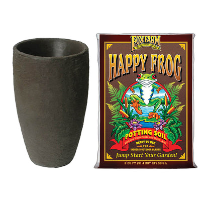 Algreen Valencia Curve Flower Pot Planter, Brown & FoxFarm Potting Soil, 12 Qt