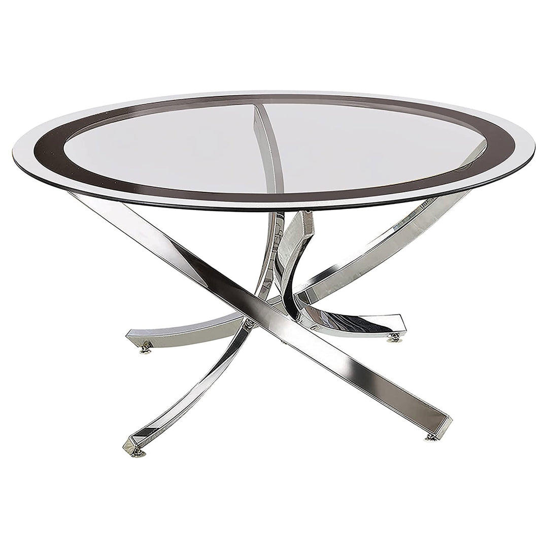 Coaster Home Furnishings Tempered Glass Top Coffee Table, Chrome/Black (Used) - VMInnovations