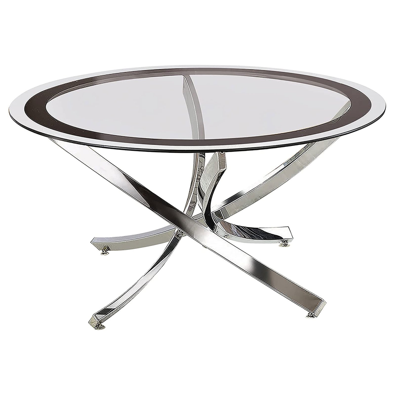 Coaster Home Furnishings Tempered Glass Top Coffee Table, Chrome/Black (Used) - VMInnovations
