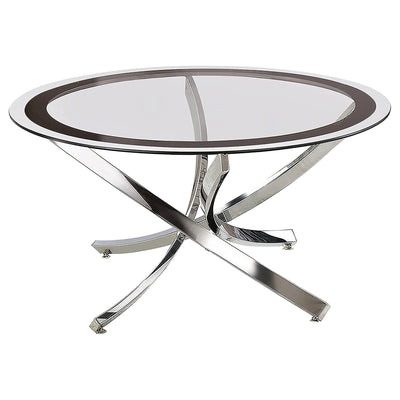 Coaster Home Furnishings Tempered Glass Top Coffee Table, Chrome/Black (Used)