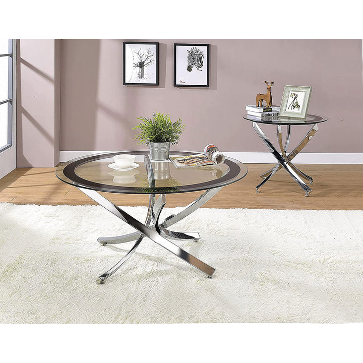 Coaster Home Furnishings Tempered Glass Top Coffee Table, Chrome/Black (Used) - VMInnovations