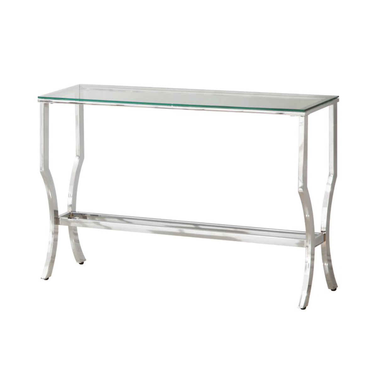 Coaster Home Furniture Essence Rectangular Sofa Table w/ Mirrored Shelf, Chrome