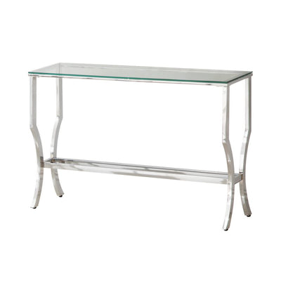 Coaster Home Furniture Essence Rectangular Sofa Table w/ Mirrored Shelf, Chrome
