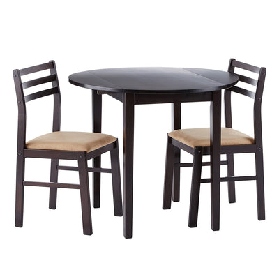 Coaster Home Furnishings 3 Piece Dining Set with Drop Leaf, Cappuccino and Tan