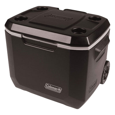 Coleman Xtreme 50 Quart 5-Day Hard Cooler with Wheels and Have-A-Seat Lid, Black