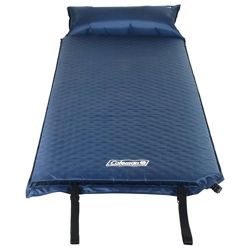 Coleman Self-Inflating Camping Pad Mattress with Attached Pillow, Navy Blue
